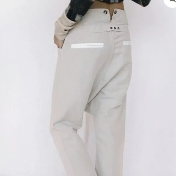 Burning Torch Drop Crotch  Cotton Linen Trouser in Oatmeal Beige S - Picture 2 of 10